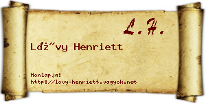 Lővy Henriett névjegykártya